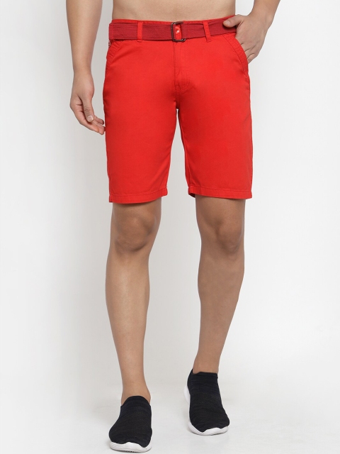 

Xee Men Red Solid Regular Shorts