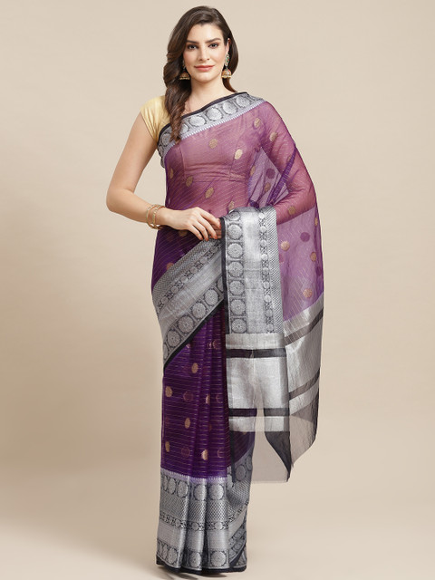 

Banarasi Style Purple & Golden Zari Woven Design Banarasi Saree