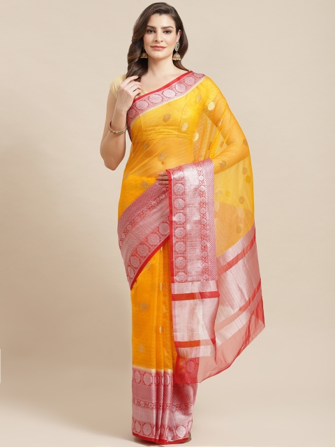 

Banarasi Style Yellow & Golden Zari Woven Design Banarasi Saree
