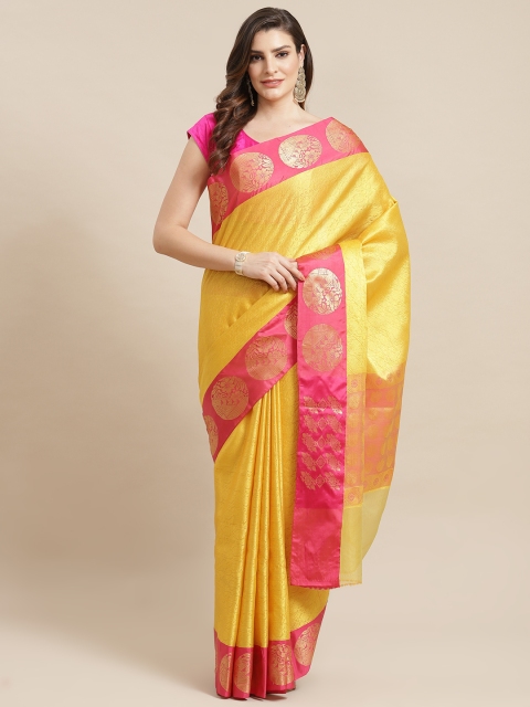 

Banarasi Style Yellow & Golden Ethnic Motifs Woven Design Banarasi Saree