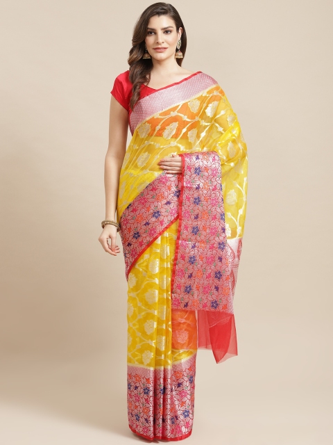 

Banarasi Style Yellow & Golden Zari Woven Design Banarasi Saree