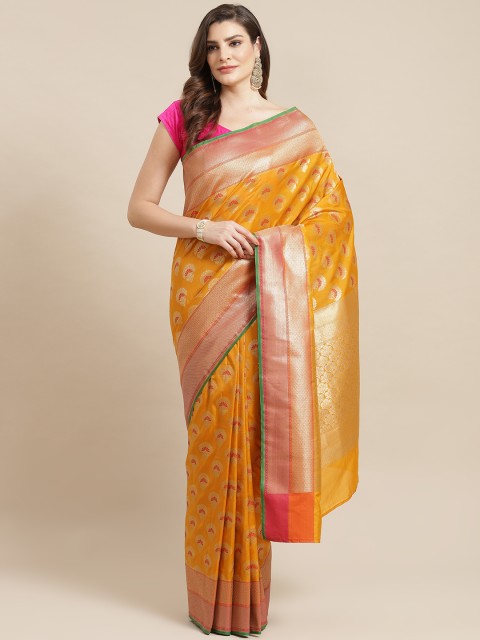 

Banarasi Style Mustard Yellow & Golden Meena Zari Woven Design Banarasi Saree