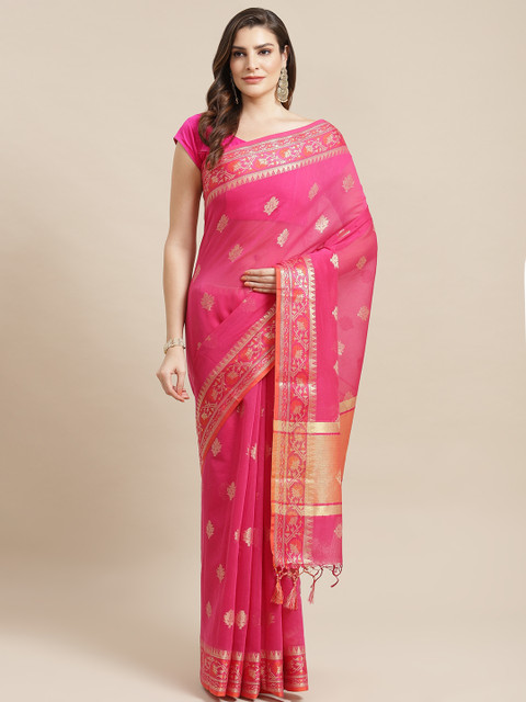 

Banarasi Style Pink & Golden Zari Woven Design Banarasi Saree