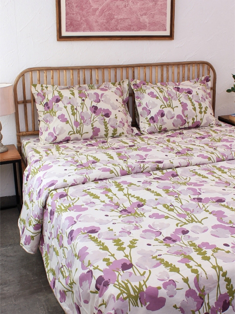 

House This Purple Floral Printed 100% Cotton Mild Winter 150 GSM Double Bed Dohar
