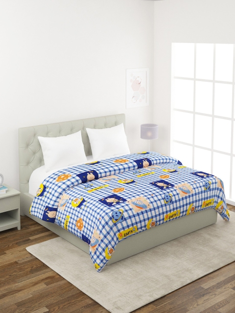 

A Homes Grace Blue & Yellow Cartoon Characters Microfiber Mild Winter 400 GSM Double Bed Quilt