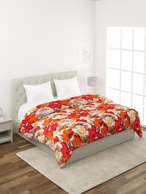 

A Homes Grace Red & Orange Floral Microfiber Mild Winter 400 GSM Double Bed Quilt