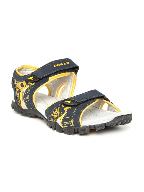 

Power Men Navy & Yellow Printed COSMOS Sports Sandals, Navy blue