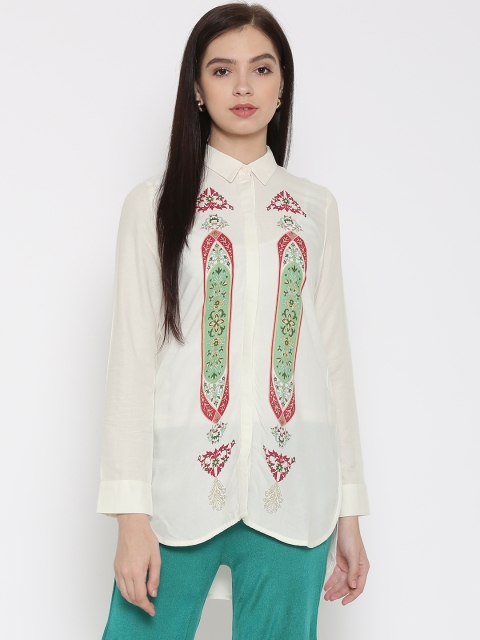 

W Off-White Printed High-Low Shirt