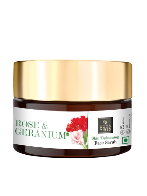 

Good Vibes Unisex Rose & Geranium Skin Tightening Face Scrub - 100 gm, Transparent