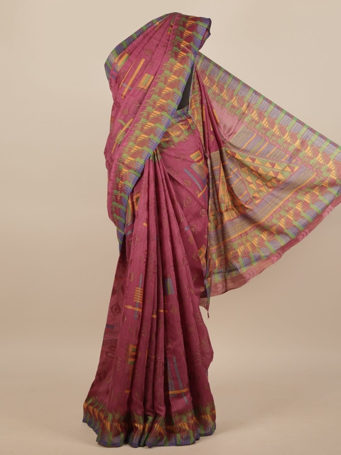 

Pothys Violet & Green Poly Chiffon Saree