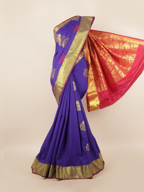 

Pothys Violet & Pink Ethnic Motifs Zari Pure Silk Saree