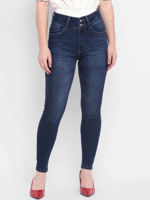 

FOSH Women Navy Blue Skinny Fit Light Fade Stretchable Jeans