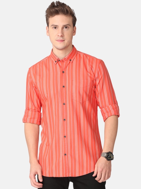 

FOGA Men Coral Slim Fit Pure Cotton Water Proof Striped Casual Shirt