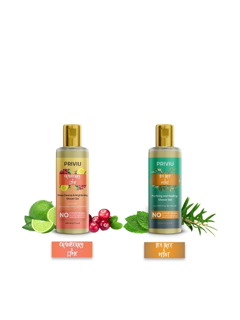 

PRIVIU Unisex Combo of 2 Natural Body Wash & Moisturizing Shower Gel 400ml, Transparent