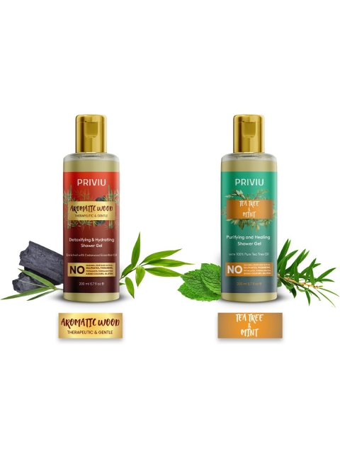 

PRIVIU Unisex Combo of 2 Natural Body Wash & Moisturizing Shower Gel 400 ml, Transparent