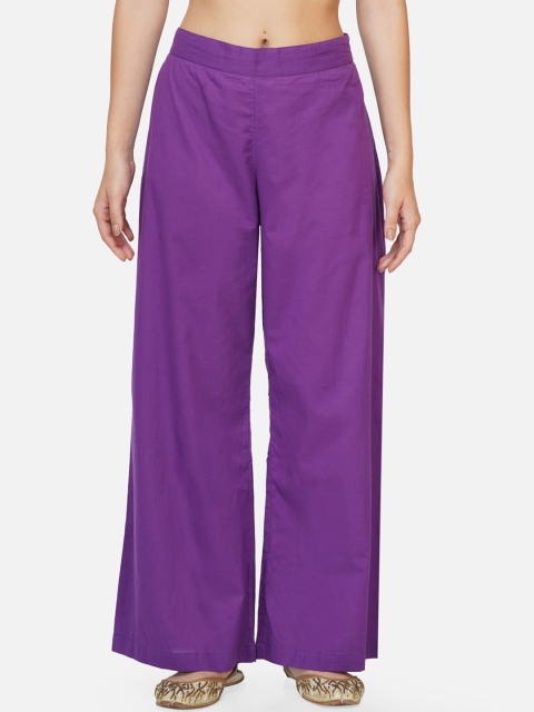 

FABNEST Women Purple Parallel Trousers