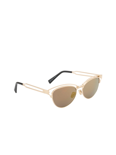 

Gold Berg Women Mirrored Lens & Gold-Toned Cateye Sunglasses with UV Protected Lens