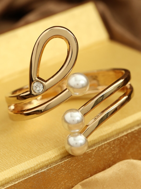 

ANIKAS CREATION Women Gold-Plated & White Brass Pearls Bangle-Style Bracelet