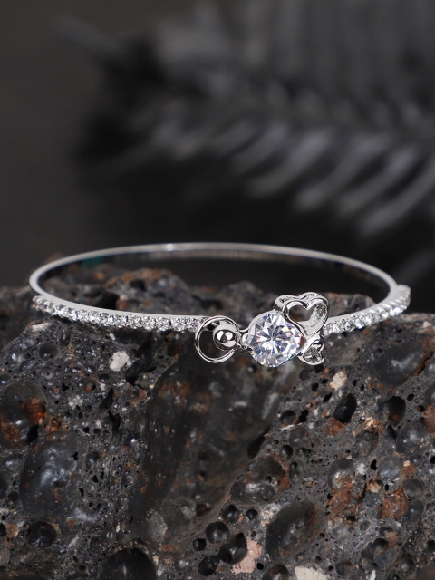 

ANIKAS CREATION Women Silver-Plated & White Brass American Diamond Bangle-Style Bracelet