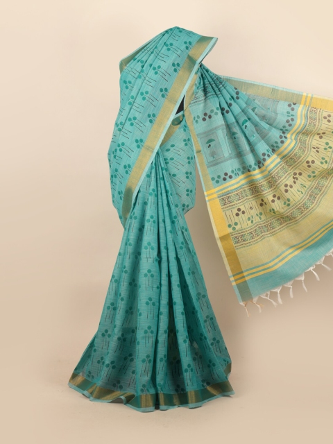 

Pothys Green & Black Floral Zari Saree