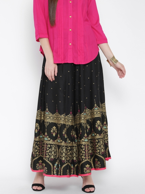 

W Black Printed Palazzo Trousers