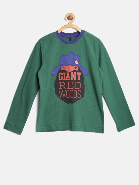 

United Colors of Benetton Boys Green Printed T-shirt