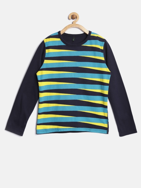 

United Colors of Benetton Boys Blue Striped T-shirt