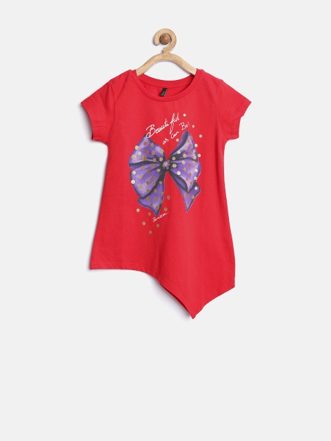 

United Colors of Benetton Girls Red Printed Top
