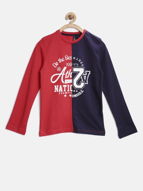 

United Colors of Benetton Boys Red Colourblocked T-shirt