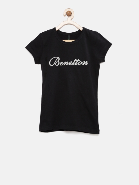 

United Colors of Benetton Girls Black Printed T-shirt