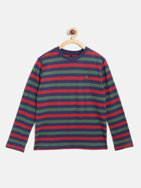 

United Colors of Benetton Boys Red & Navy Striped Round Neck T-shirt
