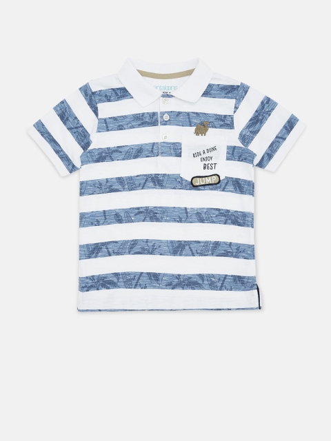 

Pantaloons Junior Boys Blue and White Striped T-shirt