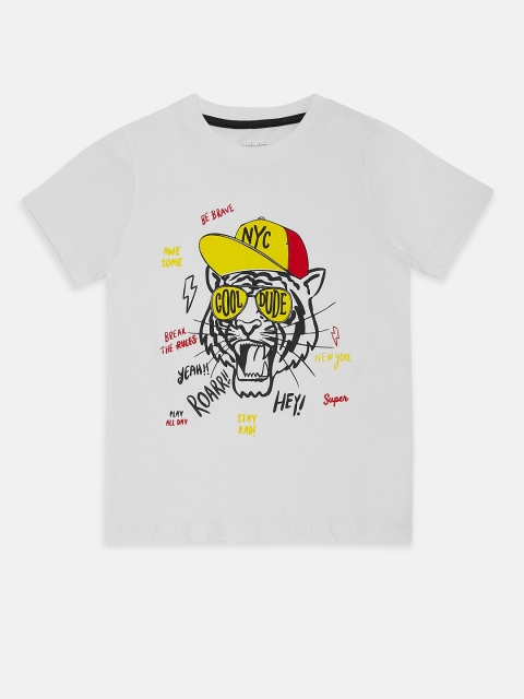 

Pantaloons Junior Boys White Printed T-shirt