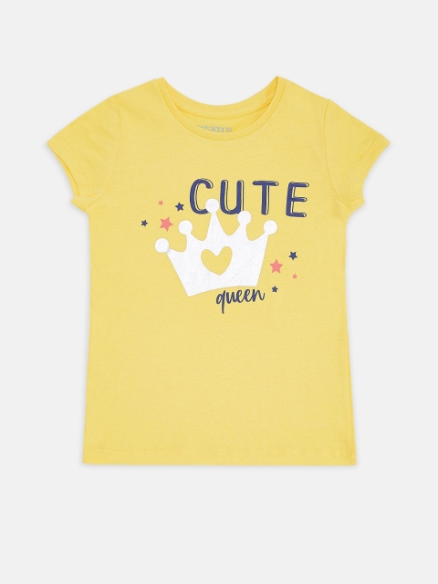 

Pantaloons Junior Girls Yellow Graphic Printed T-shirt