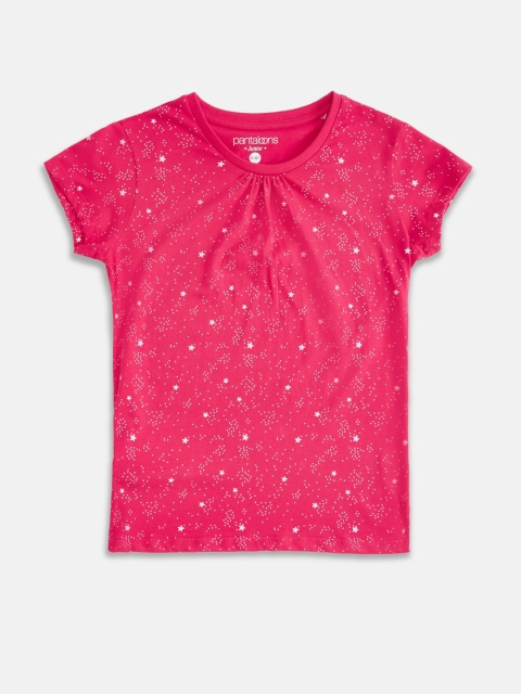

Pantaloons Junior Girls Fuchsia Printed Pure Cotton T-shirt