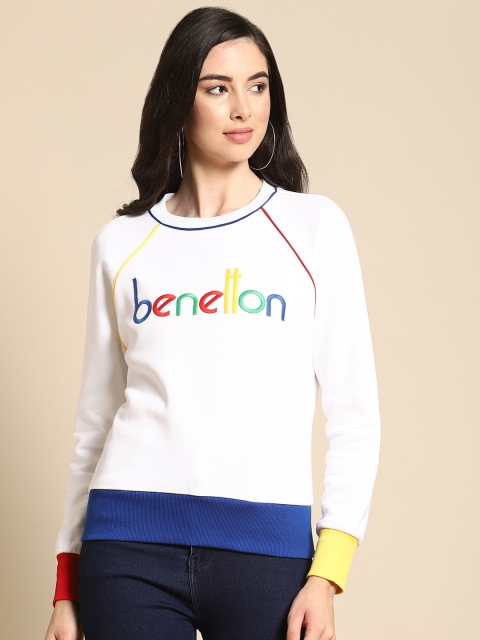 

United Colors of Benetton Women White Embroidered Sweatshirt
