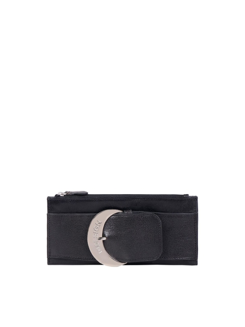 

Hidesign Women Black Textured Two Fold Leather Wallet