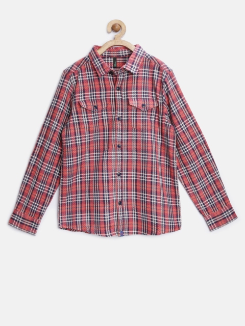 

United Colors of Benetton Boys Rust Orange Flannel Checked Shirt