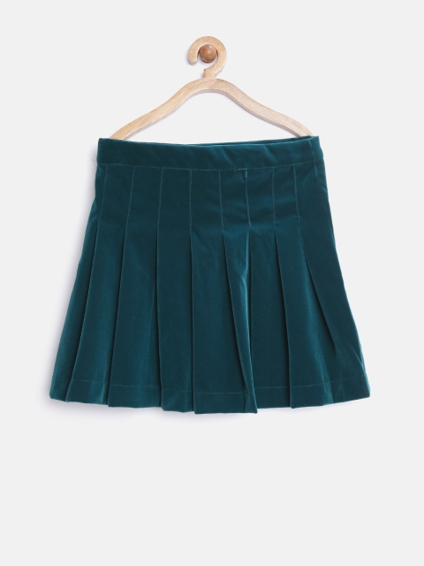 

United Colors of Benetton Girls Teal Green Pleated Flared Skirt