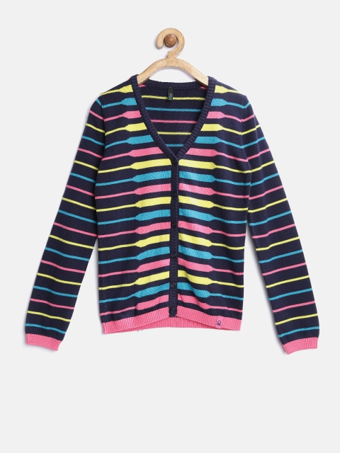 

United Colors of Benetton Girls Multicoloured Striped Cardigan, Multi