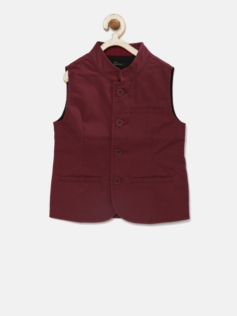 

United Colors of Benetton Boys Maroon Nehru Jacket