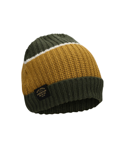 

Royal Enfield Unisex Olive Green & Mustard Colourblocked Beanie