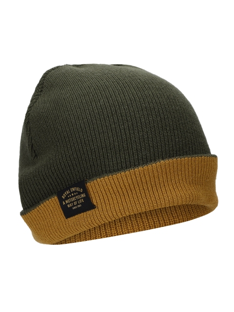 

Royal Enfield Unisex Olive Green & Mustard Colourblocked Reversible Beanie