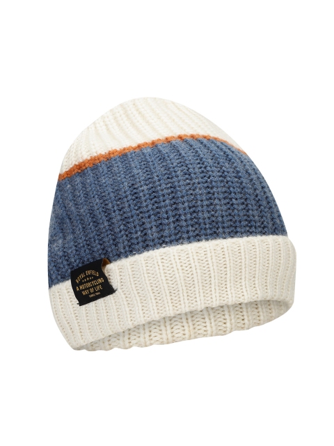 

Royal Enfield Unisex White & Blue Colourblocked Beanie