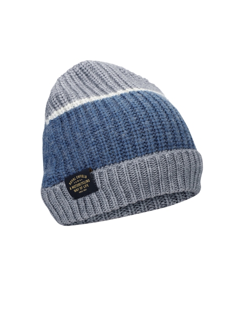 

Royal Enfield Unisex Grey & Blue Colourblocked Beanie
