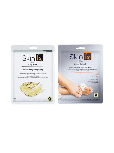 

Skin Fx Pack Of 2 Nourishing Foot Mask & Firming Clay Facial Mask, Multi