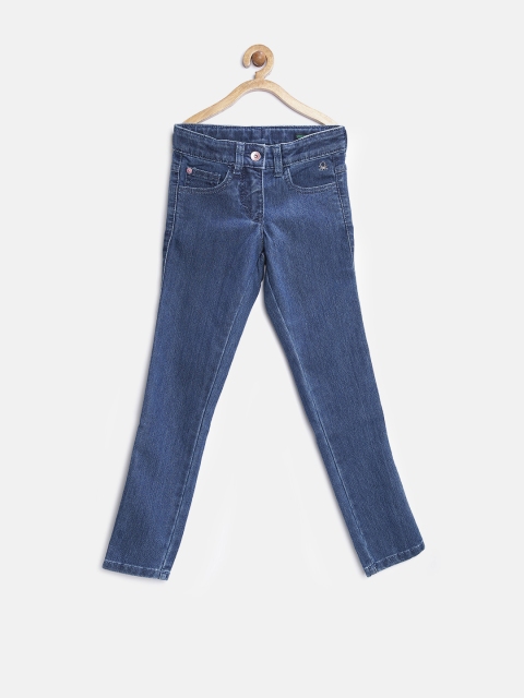 

United Colors of Benetton Girls Blue Regular Fit Stretchable Jeans, Navy blue