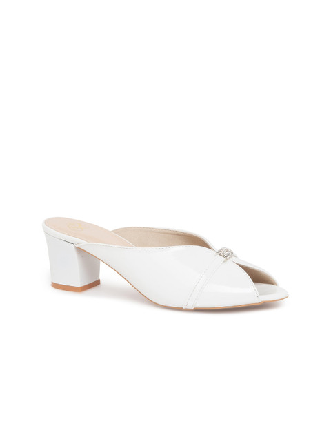 

Sole To Soul White Embellished Block Peep Toes with Bows
