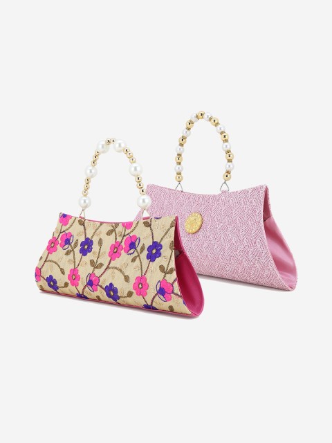 

Element Cart Woman Beige & Pink Printed Purse Clutch