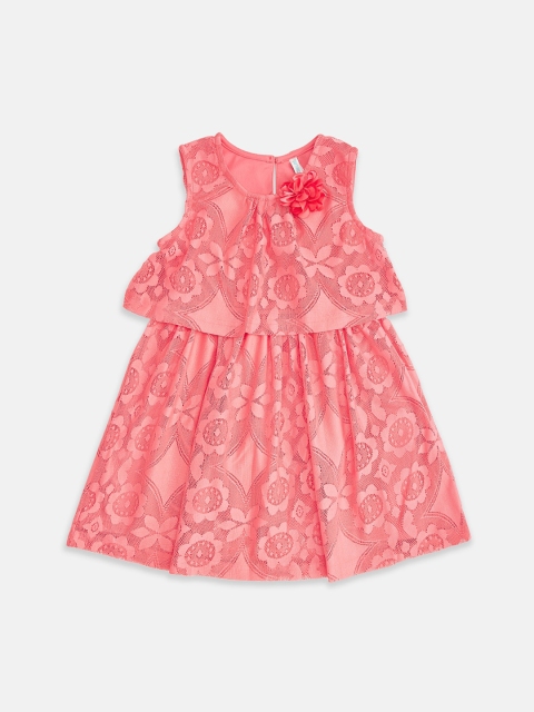 

Pantaloons Junior Girls Coral Self Design A-Line Dress